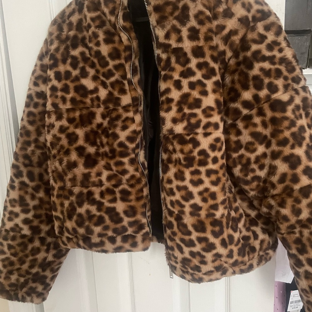 Leopard Print Faux Fur Jacket